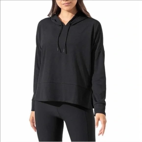 Mondetta Tops Mondetta Ottoman Black Long Sleeve Hooded Athleisure
